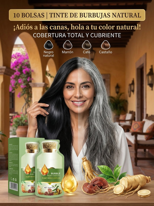 Tinte de Cabello en Burbujas de Plantas Naturales - Pack de 10 Sobres