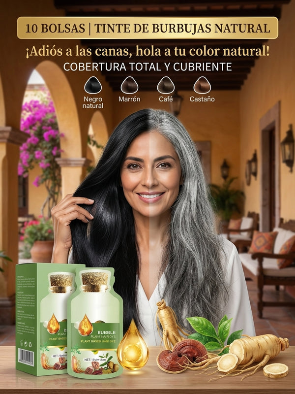 Tinte de Cabello en Burbujas de Plantas Naturales - Pack de 10 Sobres