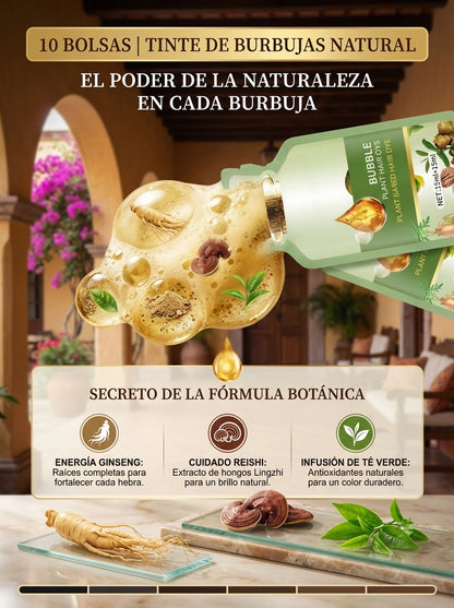 Tinte de Cabello en Burbujas de Plantas Naturales - Pack de 10 Sobres
