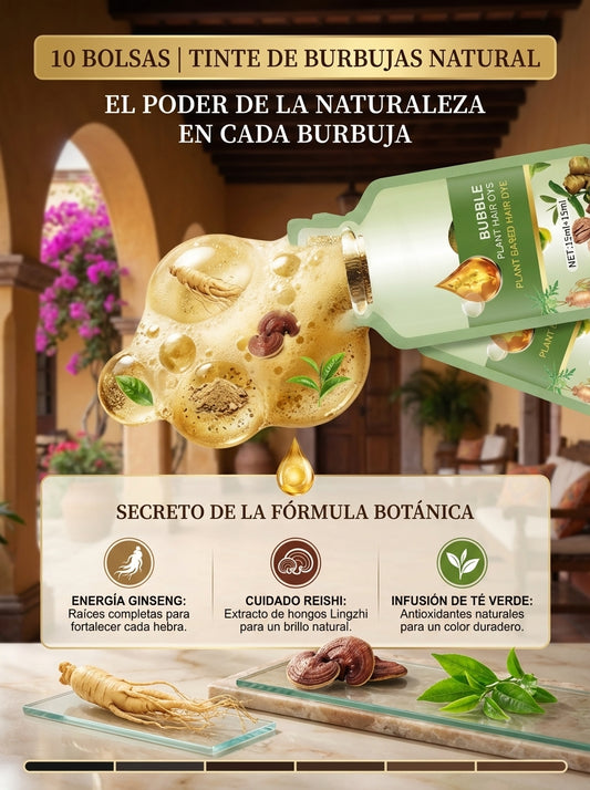 Tinte de Cabello en Burbujas de Plantas Naturales - Pack de 10 Sobres